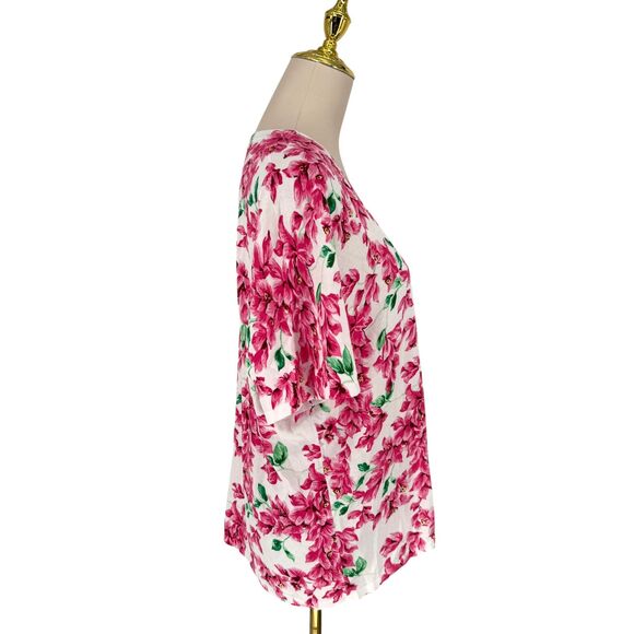 Talbots Kelly Cardigan Size 1X Summer Blossoms Floral Elbow Sleeve Cotton READ - Picture 9 of 12